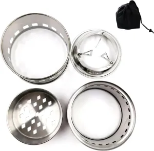 Stainless Steel Mini Stove Burner with Support Stand for Outdoor Camping, Hiking, Backpacking Parts B