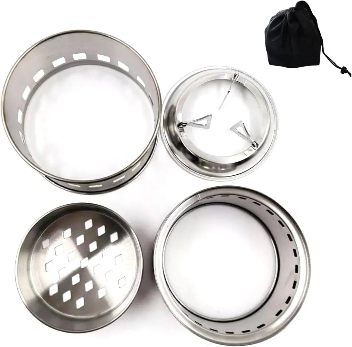 Stainless Steel Mini Stove Burner with Support Stand for Outdoor Camping, Hiking, Backpacking Parts B
