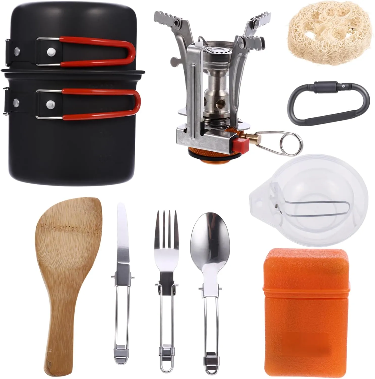 Stainless Steel Picnic Cookware Set 1-2 Person Portable Camping Cooking Pot Bowl Outdoor Tableware for Hiking Outdoor Activities