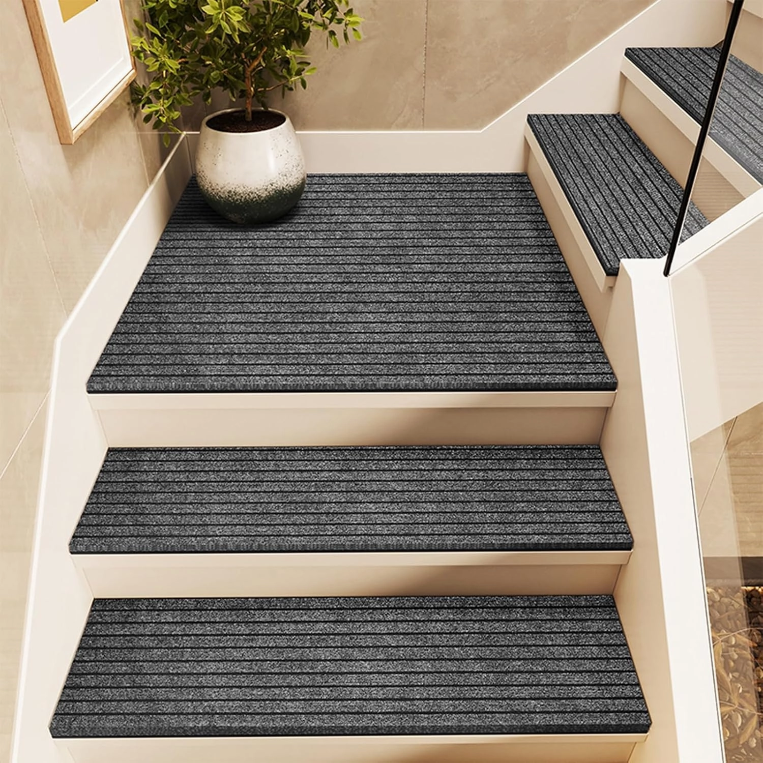 Stair Treads for Concrete Steps/Wooden Steps for Outdoor/Indoor, Stair Mats Non Slip Washable, Mud and Water Resistant Rug, Cuttable Carpet Rubber Bottom Stair Treads for Pet Dog, Elders and Kids ( Co