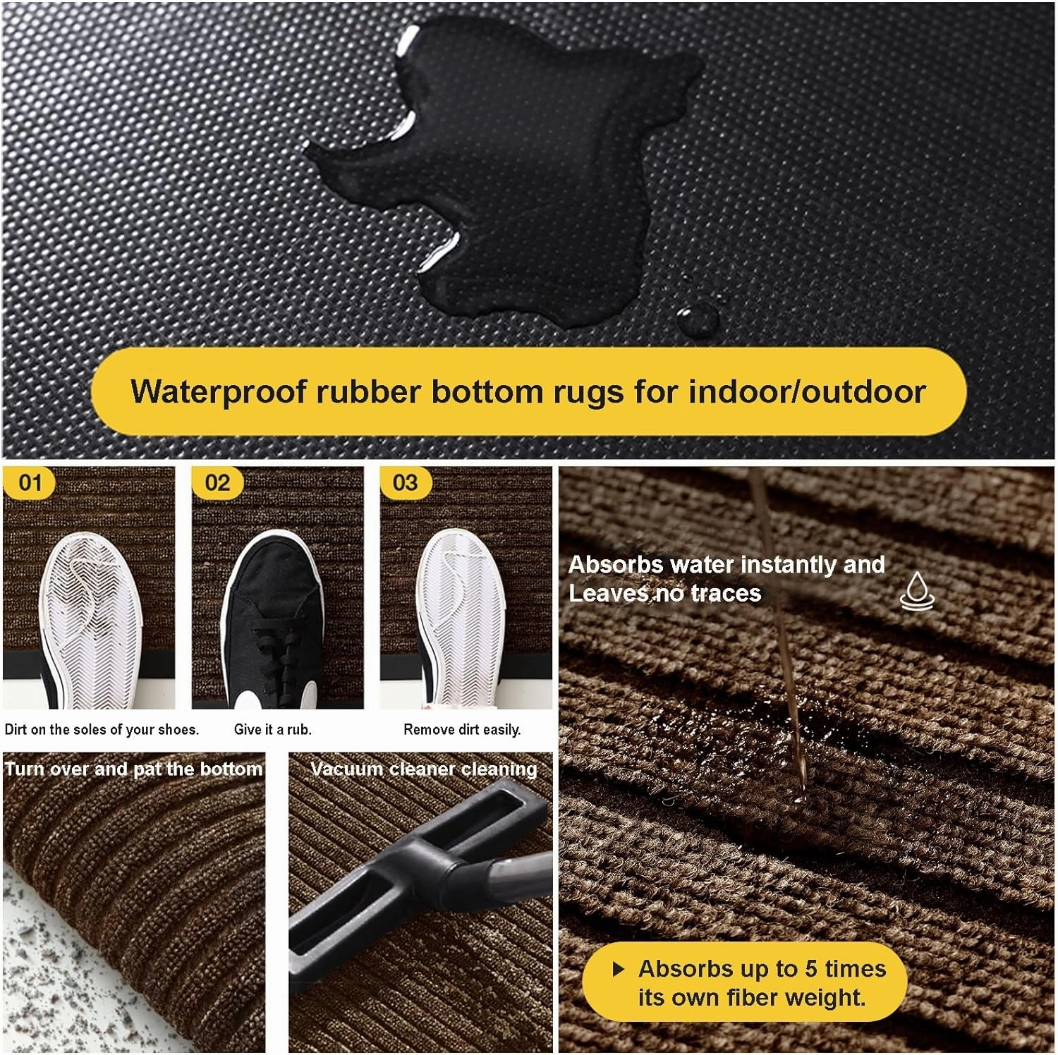 Stair Treads for Concrete Steps/Wooden Steps for Outdoor/Indoor, Stair Mats Non Slip Washable, Mud and Water Resistant Rug, Cuttable Carpet Rubber Bottom Stair Treads for Pet Dog, Elders and Kids ( Co