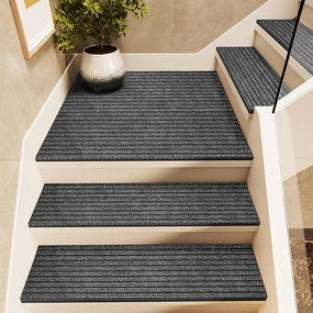 Stair Treads for Concrete Steps/Wooden Steps for Outdoor/Indoor, Stair Mats Non Slip Washable, Mud and Water Resistant Rug, Cuttable Carpet Rubber Bottom Stair Treads for Pet Dog, Elders and Kids ( Co
