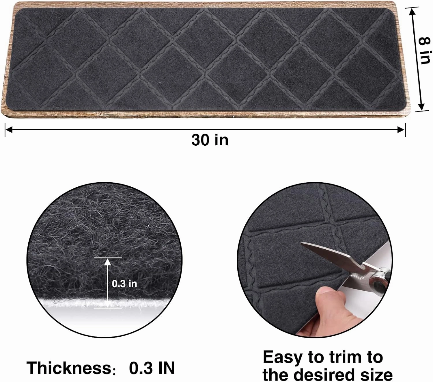 Stair Treads for Wooden Steps 15pcs - 8x30in Carpet Stairs Runner Indoor Non-Slip Stair Mats for Kids Elders and Pets