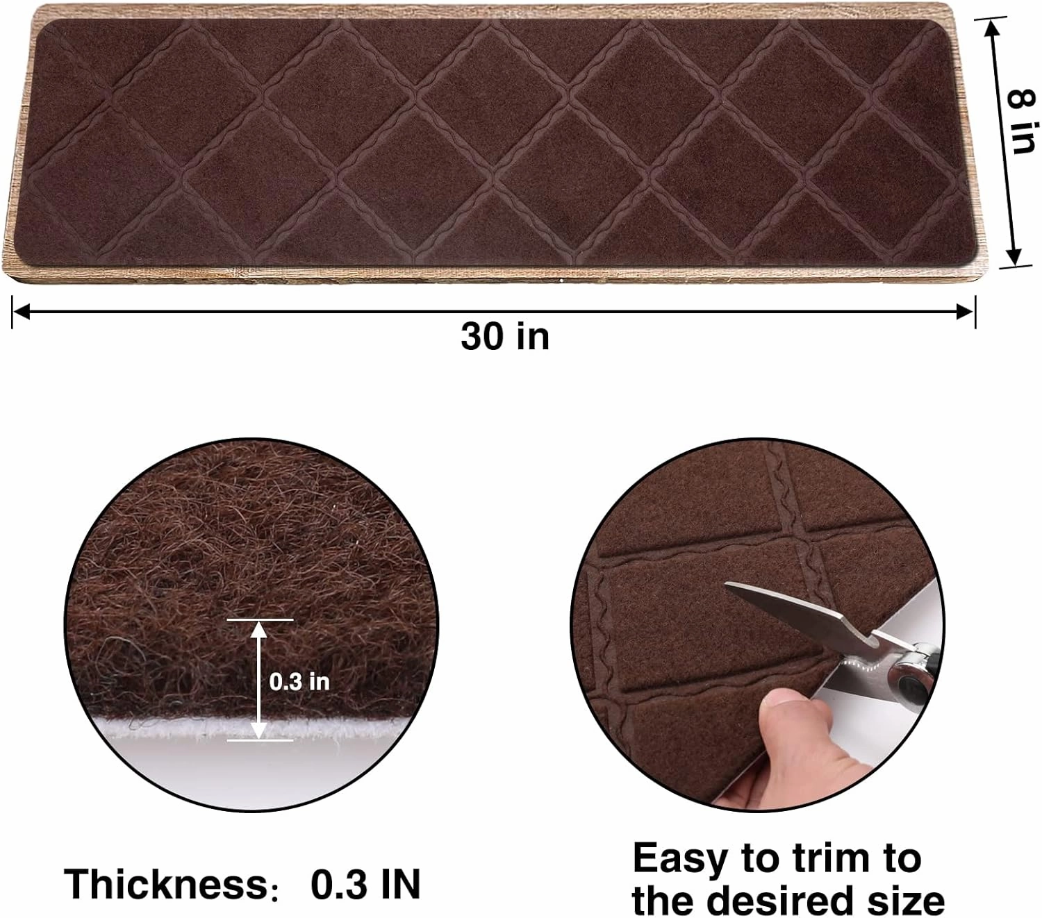 Stair Treads for Wooden Steps - 15pcs, 8x30in Carpet Stairs Runner Indoor Non-Slip Mats for Kids, Elders and Pets