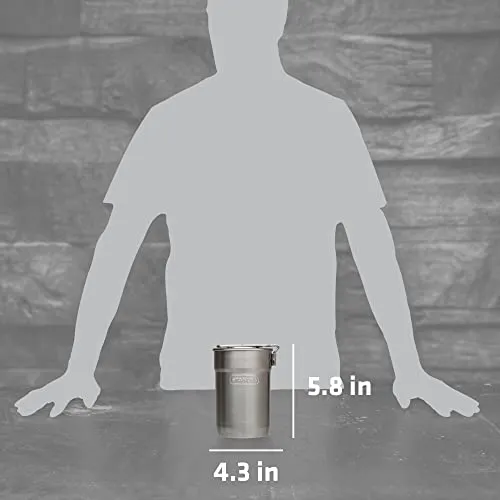 Stanley Adventure Camp Cook Set - 24oz Kettle with 2 Ceramic Cups - Stainless Steel Camping Cookware with Vented Lids & Foldable   Locking Handle - Lightweight Cook Pot for Backpacking/Hiking/Camping