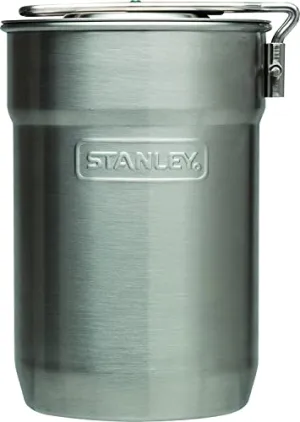 Stanley Adventure Camp Cook Set - 24oz Kettle with 2 Ceramic Cups - Stainless Steel Camping Cookware with Vented Lids & Foldable   Locking Handle - Lightweight Cook Pot for Backpacking/Hiking/Camping