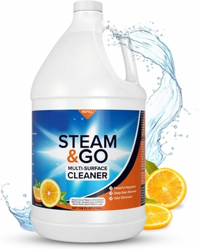 Steam and Go Multi-Purpose Cleaner - Intense Degreaser, Deep Stain Remover, Odor Eliminator with Oxy Power Ideal for Home or Office - Household Multi Surface Cleaner Refill - Orange Scent 1 Gallon