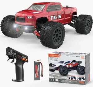 STREETSTAR 1/16 Scale All Terrain RC Car, 40KPH High Speed 4WD Electric Vehicle with 2.4 GHz Remote Control, Waterproof, 1800mAh Li-Po, 30  Min Playtime- TK-16 Red
