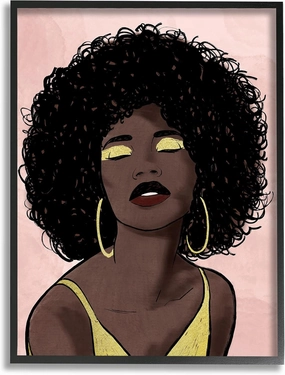 Stupell Industries Strong Woman with Glamour Cosmetics Glitz Eye Shadow, Designed by Marcus Prime Black Framed Wall Art, 11 x 14, Brown