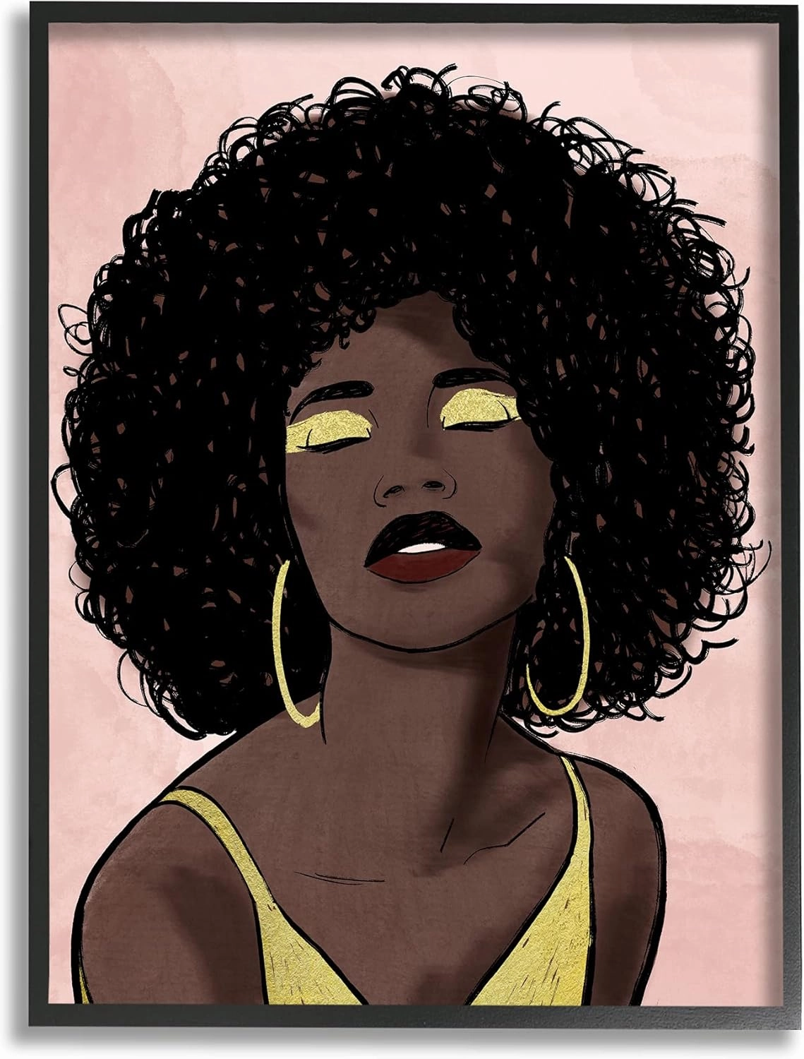 Stupell Industries Strong Woman with Glamour Cosmetics Glitz Eye Shadow, Designed by Marcus Prime Black Framed Wall Art, 11 x 14, Brown