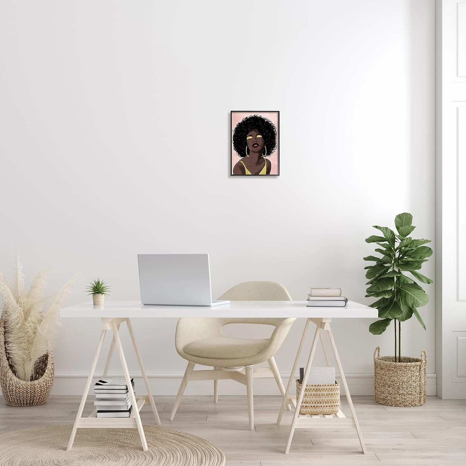 Stupell Industries Strong Woman with Glamour Cosmetics Glitz Eye Shadow, Designed by Marcus Prime Black Framed Wall Art, 11 x 14, Brown