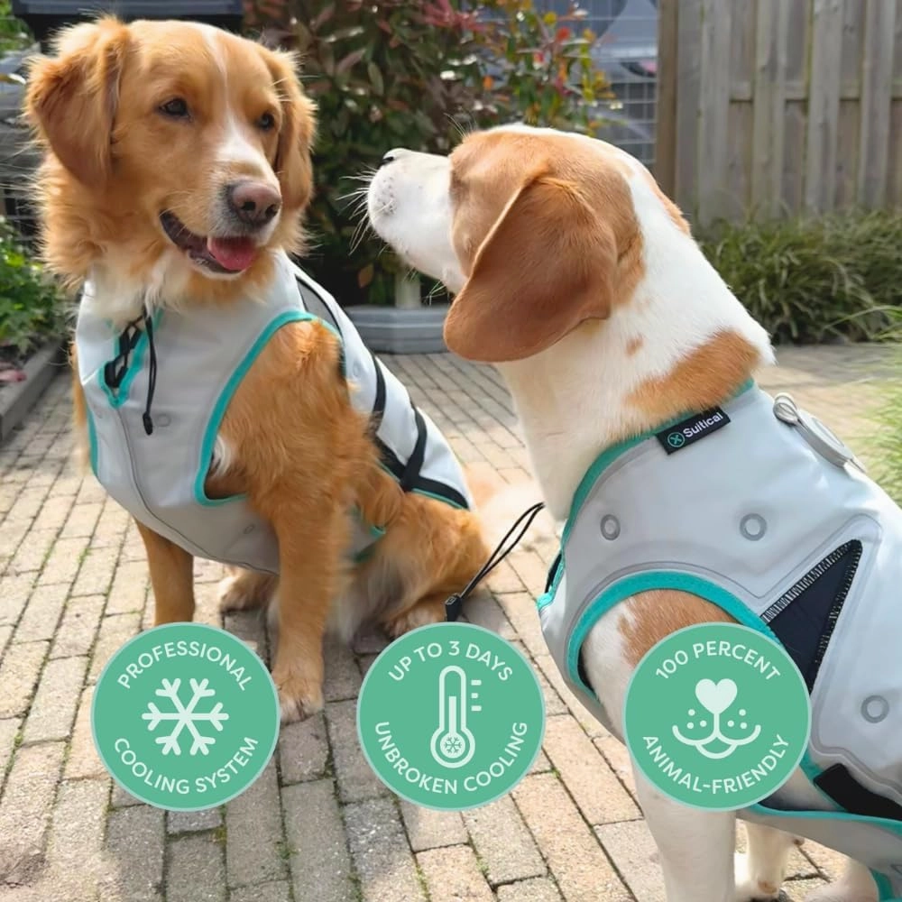 Suitical Dry Cooling Vest for Dogs | Canine Cooling Vest for Hot Weather | Dog Cool Down Jacket | Machine Washable | S | Neck to Tail 14”- 20” | Chest 22-28” Around | Neck Circumference 18” | Silver