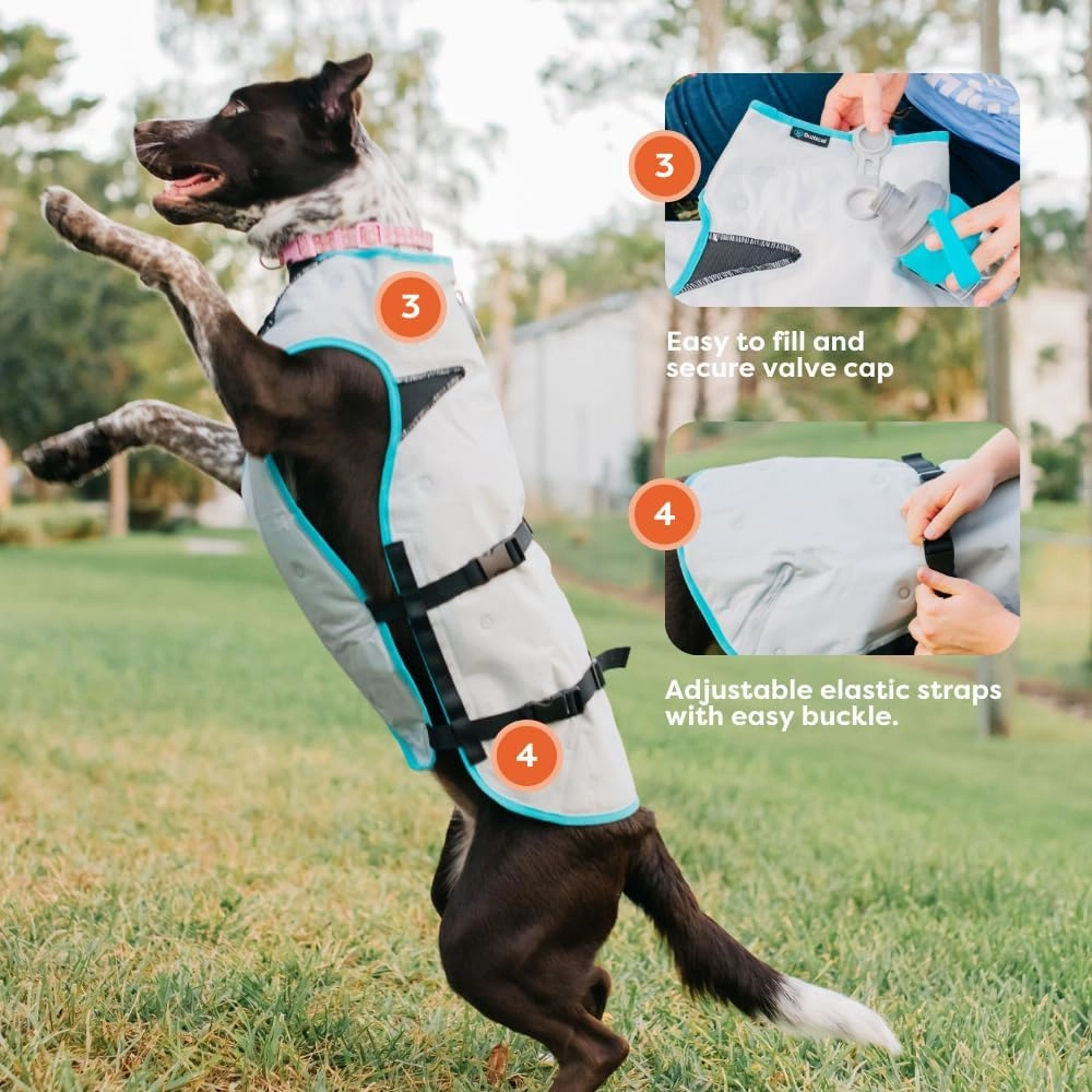Suitical Dry Cooling Vest for Dogs | Canine Cooling Vest for Hot Weather | Dog Cool Down Jacket | Machine Washable | S | Neck to Tail 14”- 20” | Chest 22-28” Around | Neck Circumference 18” | Silver