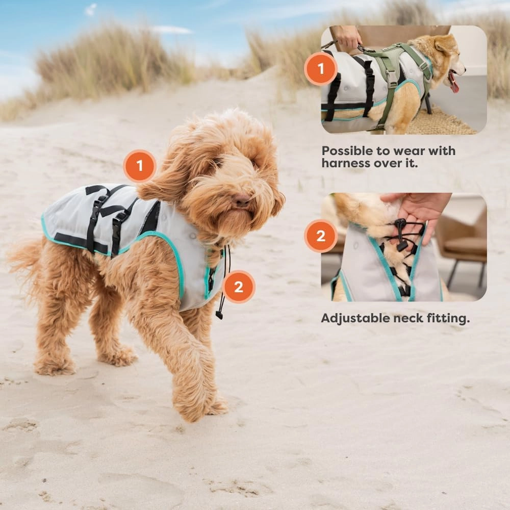 Suitical Dry Cooling Vest for Dogs | Canine Cooling Vest for Hot Weather | Dog Cool Down Jacket | Machine Washable | S | Neck to Tail 14”- 20” | Chest 22-28” Around | Neck Circumference 18” | Silver