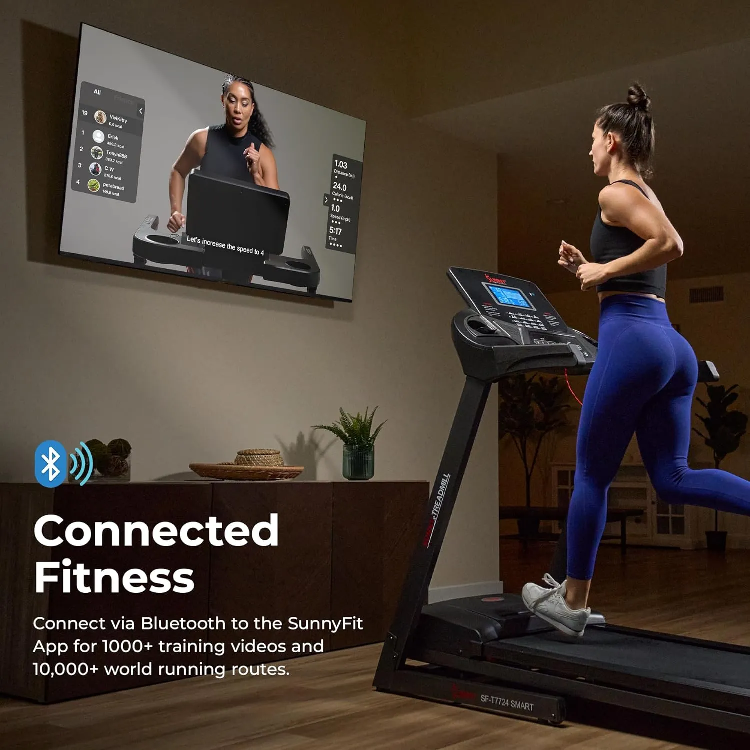 Sunny Health & Fitness Energy Flex Motorized Treadmill with Shock Absorption, Automatic Incline, Easy Foldable Design, Pulse Sensors, Digital Display, Optional Free SunnyFit® App Bluetooth Connection