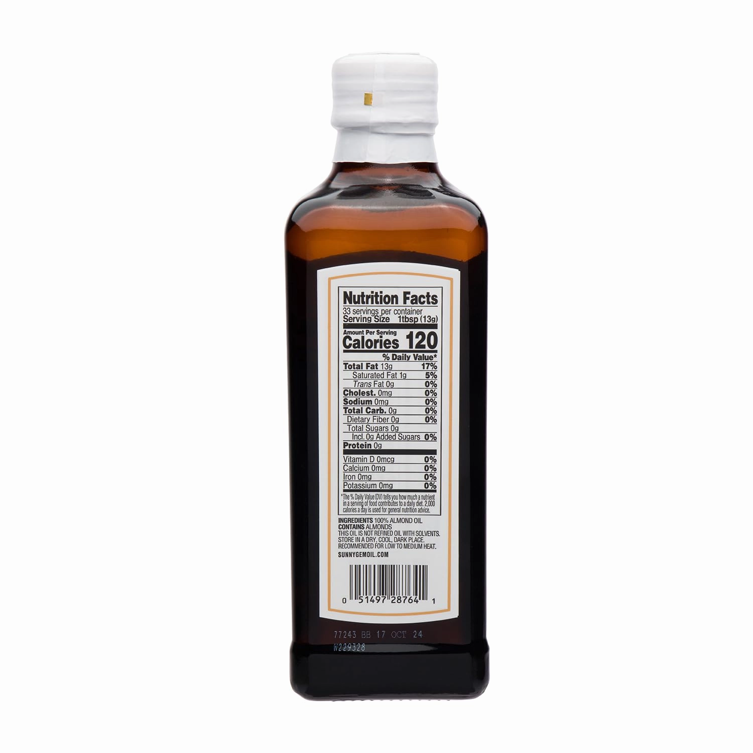 Sunnygem 100% Virgin Cold Pressed California Almond Oil 16.9 FL OZ - Perfect for Cooking, Baking, Grilling, Dipping & Marinating - Beneficial for Skin, Hair & Face Care