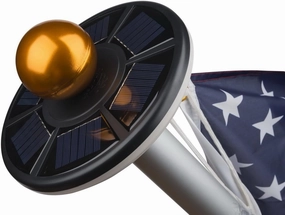 Sunnytech 2nd Generation Solar Flag Pole with 20LED Light, Brightest and Most Powerful, Stable and Long-Lasting, LED Downlight for 15 to 25 Ft In-Ground Flag Poles, Automatic, Black