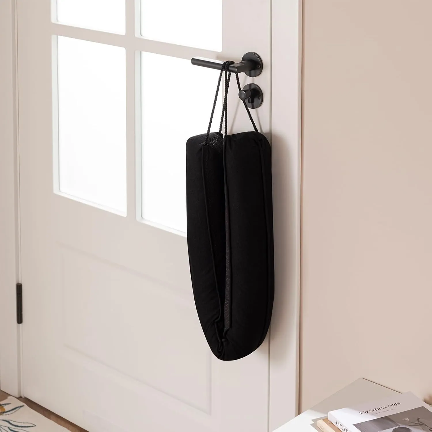 Sunolga 38 Inch Door Draft Stopper with Removable Cover for Gaps Up to 3 Inch, Machine Washable Noise and Air Blocker for Bottom of Door and Window, Black