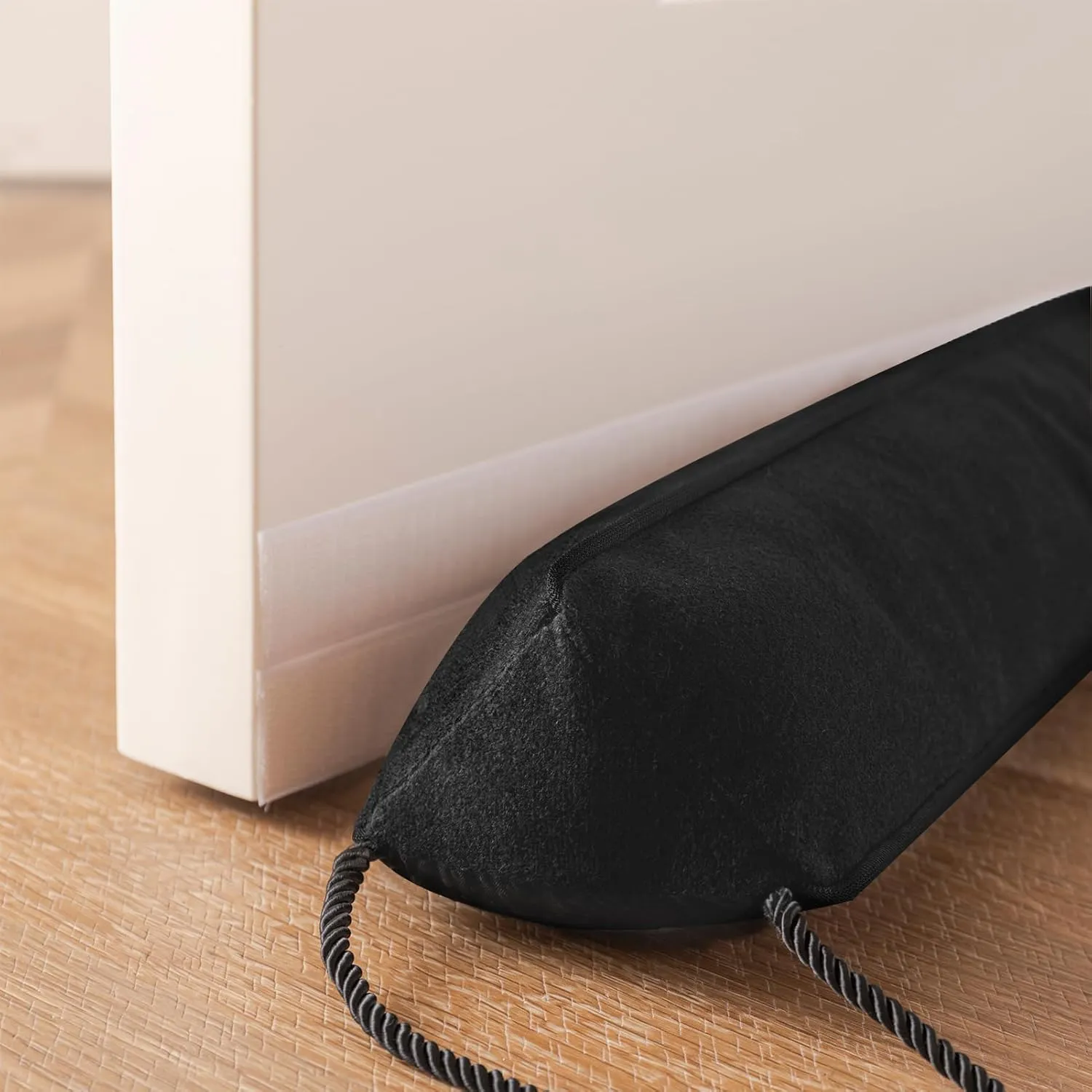 Sunolga 38 Inch Door Draft Stopper with Removable Cover for Gaps Up to 3 Inch, Machine Washable Noise and Air Blocker for Bottom of Door and Window, Black