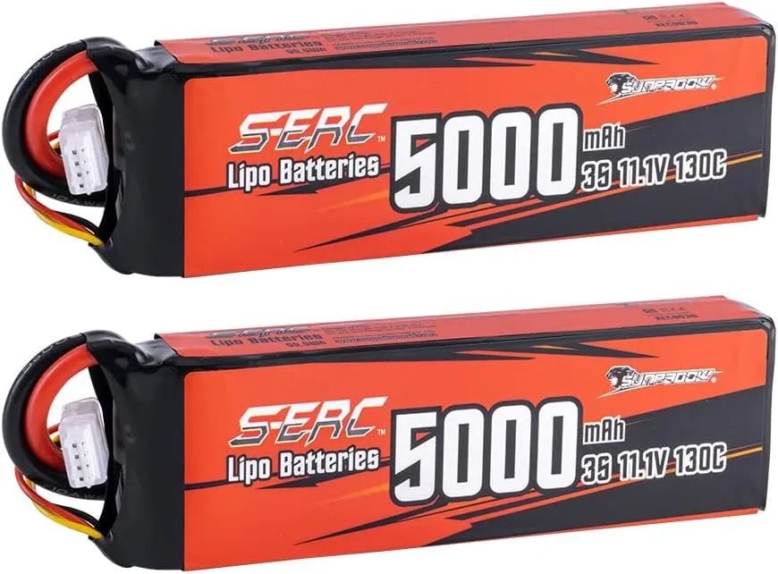 SUNPADOW 3S FPV Lipo Battery 5000mAh 11.1V 130C Soft Pack with EC5 Connector Rechargeable for RC FPV Quadcopter Airplane Helicopter Airplane Drone (2 Count)