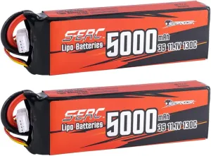 SUNPADOW 3S FPV Lipo Battery 5000mAh 11.1V 130C Soft Pack with EC5 Connector Rechargeable for RC FPV Quadcopter Airplane Helicopter Airplane Drone (2 Count)