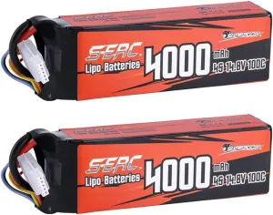 SUNPADOW 4S FPV Lipo Battery 4000mAh 14.8V 100C Soft Pack with XT60 Connector Rechargeable for RC FPV Quadcopter Airplane Helicopter Airplane Drone (2 Count)