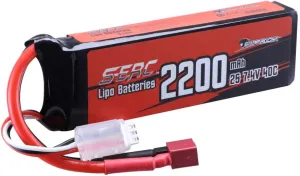 SUNPADOW 7.4V 2S Lipo Battery 40C 2200mAh Soft Pack Rechargeable with T Connector for RC Vehicles Car Truck Tank Truggy Buggy Racing Hobby
