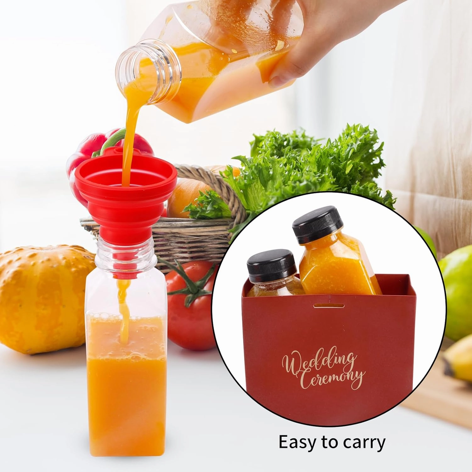 SUPERLELE 20pcs 12oz Plastic Juice Bottles with Caps, Reusable Juicing Bottles, Clear Drink Containers with Lids for Juicing, Smoothie and Other Beverages