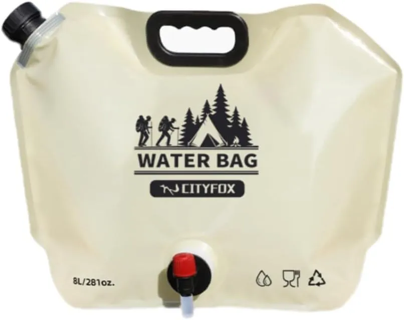 SupLink Collapsible Water Container with Spigot, for Fishing, Camping, Hiking & Survival Kit， 4PCS or 8PCS x 2.12Gallon/8L, Food Grade Clear Plastic Storage