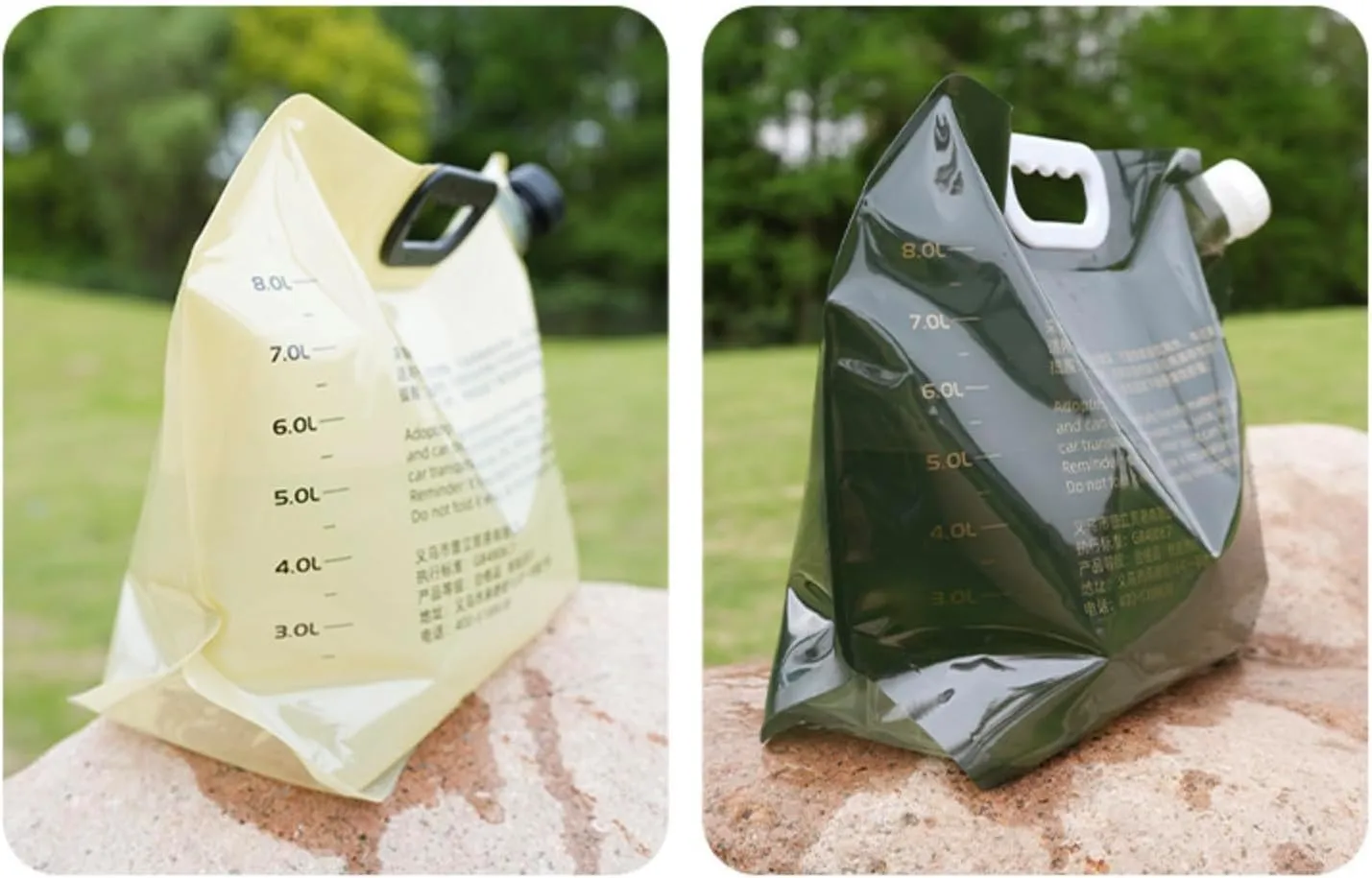 SupLink Collapsible Water Container with Spigot, for Fishing, Camping, Hiking & Survival Kit， 4PCS or 8PCS x 2.12Gallon/8L, Food Grade Clear Plastic Storage