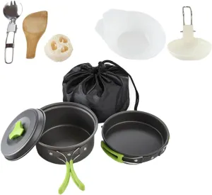 SUPVOX 1set Outdoor Camping Cookware Accessories and Carrying Bag Lightweight Non-Stick Frying Pan Utensils for Hiking Backpacking and Picnics Handle