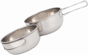 SUPVOX Stainless Steel Bowl Set 2 Folding Bowls with Mesh Storage Bag Ideal for Camping Hiking and Outdoor Activities