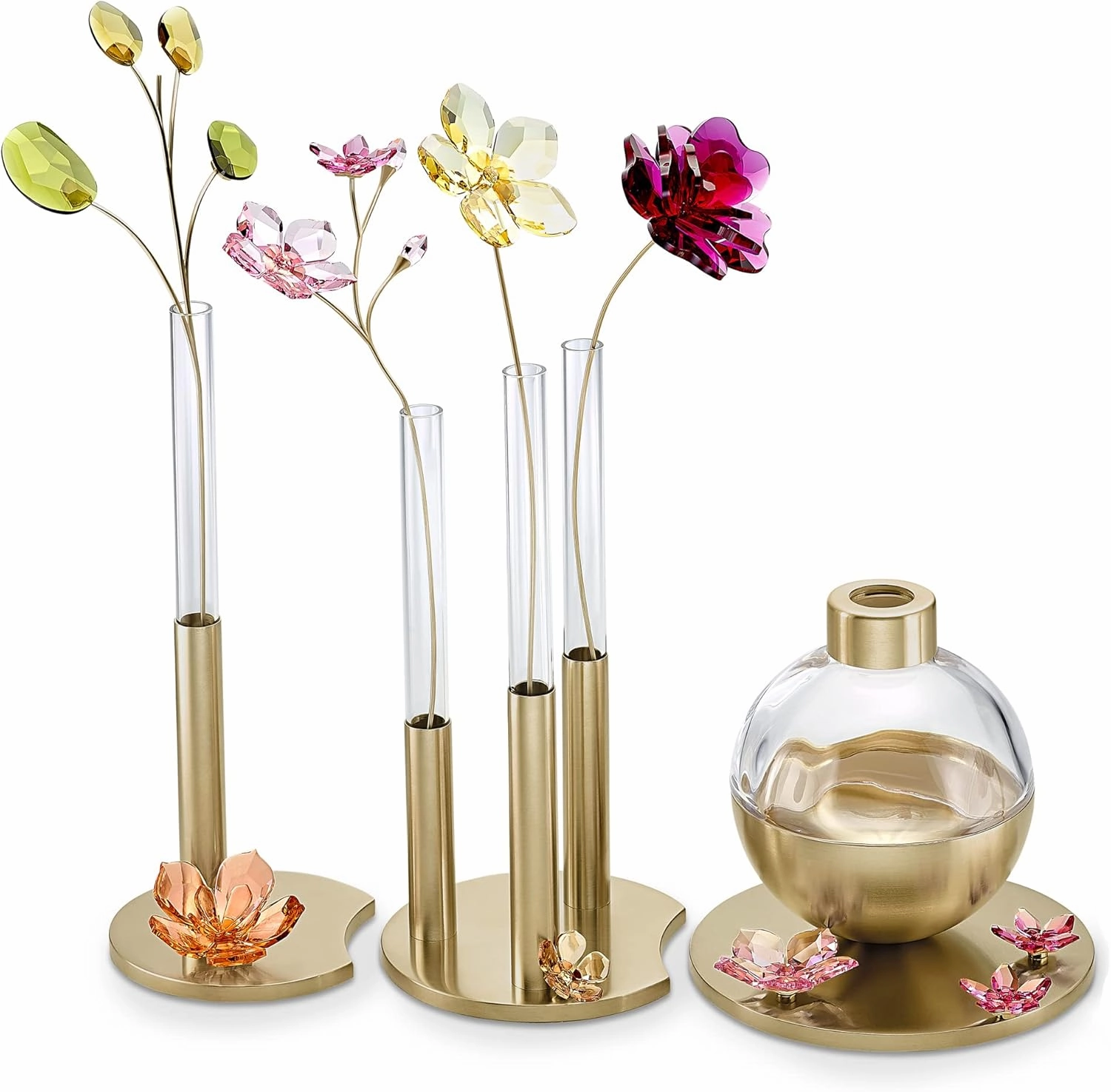 Swarovski Garden Tales Decorative Vase, Glass Vase with Gold Tone Finish Base, Small Vase for Single Flowers, Part of The Swarovski Garden Tales Collection