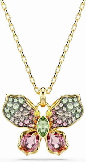 Swarovski Idyllia Pendant, Mixed cuts, Pavé, Butterfly, Multicolored, Mixed Metal Finish