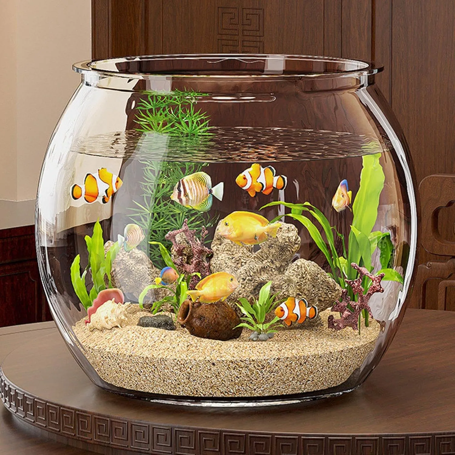 Tabletop Fissh Container - Desktop Aquarium | Decorative Fissh Enclosure, Clear Aquarium | Modern Aquatic Animal Container for Ornamental, Home Office Tabletop Desktop Display