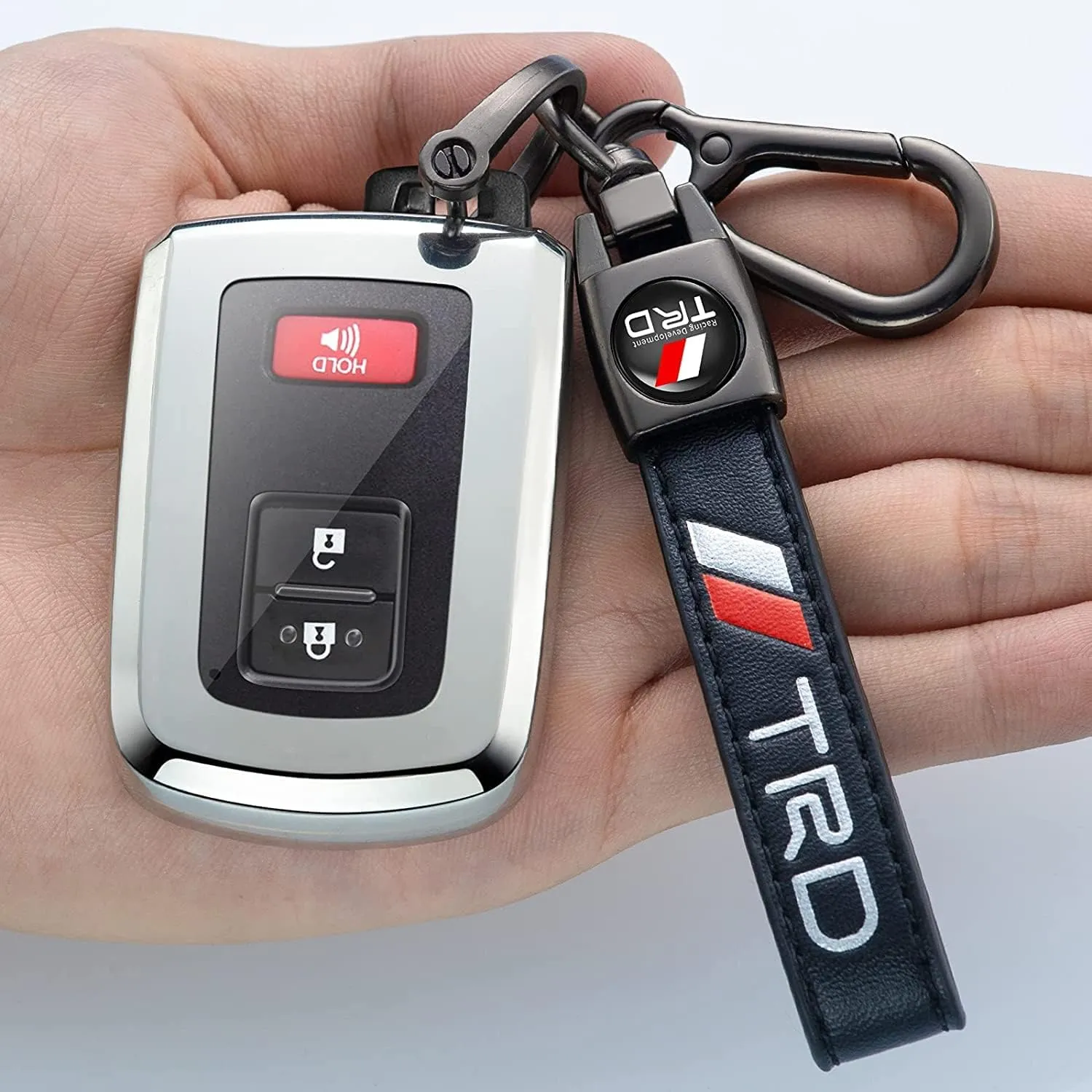 TACOMA Genuine Leather Car Keychain Key Chain for Men and Women Family Present Key Ring Accessories(Black)