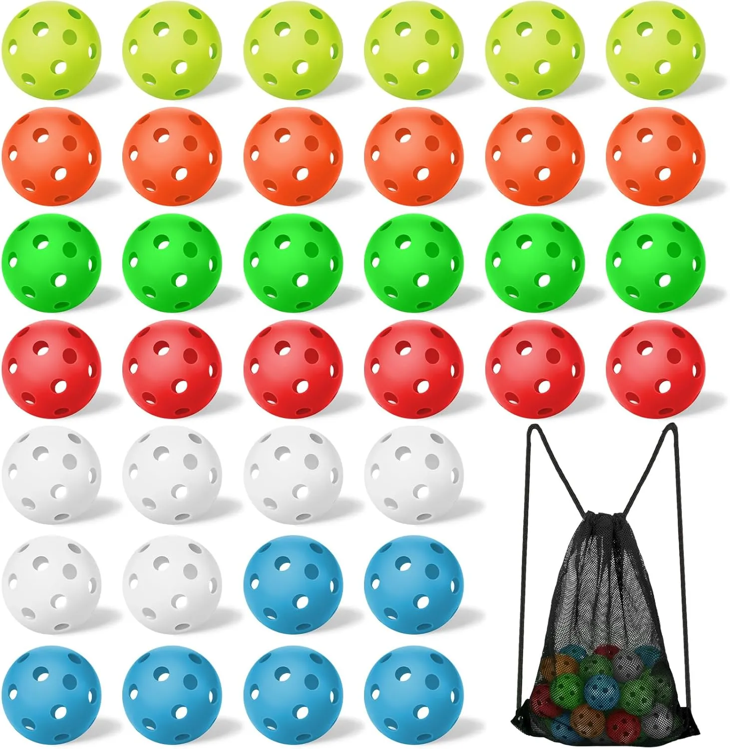 Tanlade 36 Pack Baseball Practice Balls Plastic Training Balls Lightweight Hollow Softballs with a Drawstring Bag for Hitting, Baseball Batting Training Indoor Outdoor Use