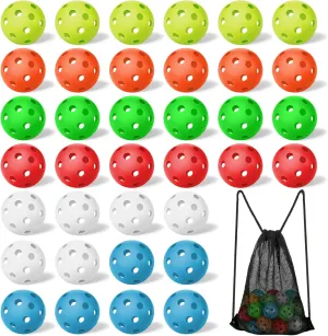 Tanlade 36 Pack Baseball Practice Balls Plastic Training Balls Lightweight Hollow Softballs with a Drawstring Bag for Hitting, Baseball Batting Training Indoor Outdoor Use