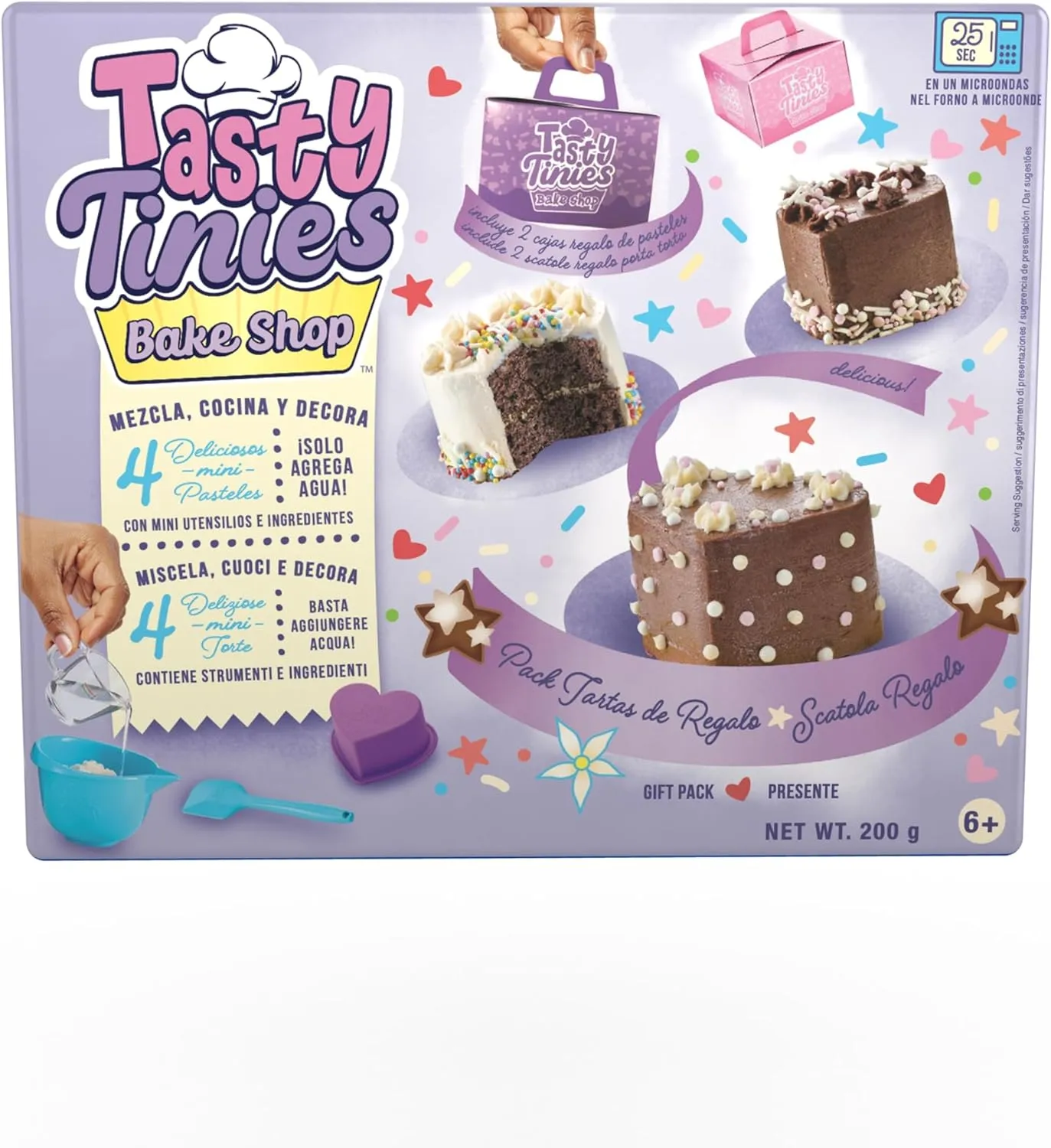 Tasty Tinies - Birthday Gift Pack - Creative Baking Kit for Children from 6 Years - 4 Preparations for Cakes   Icing Bags   Decorations   Accessories - Microwave Cooking