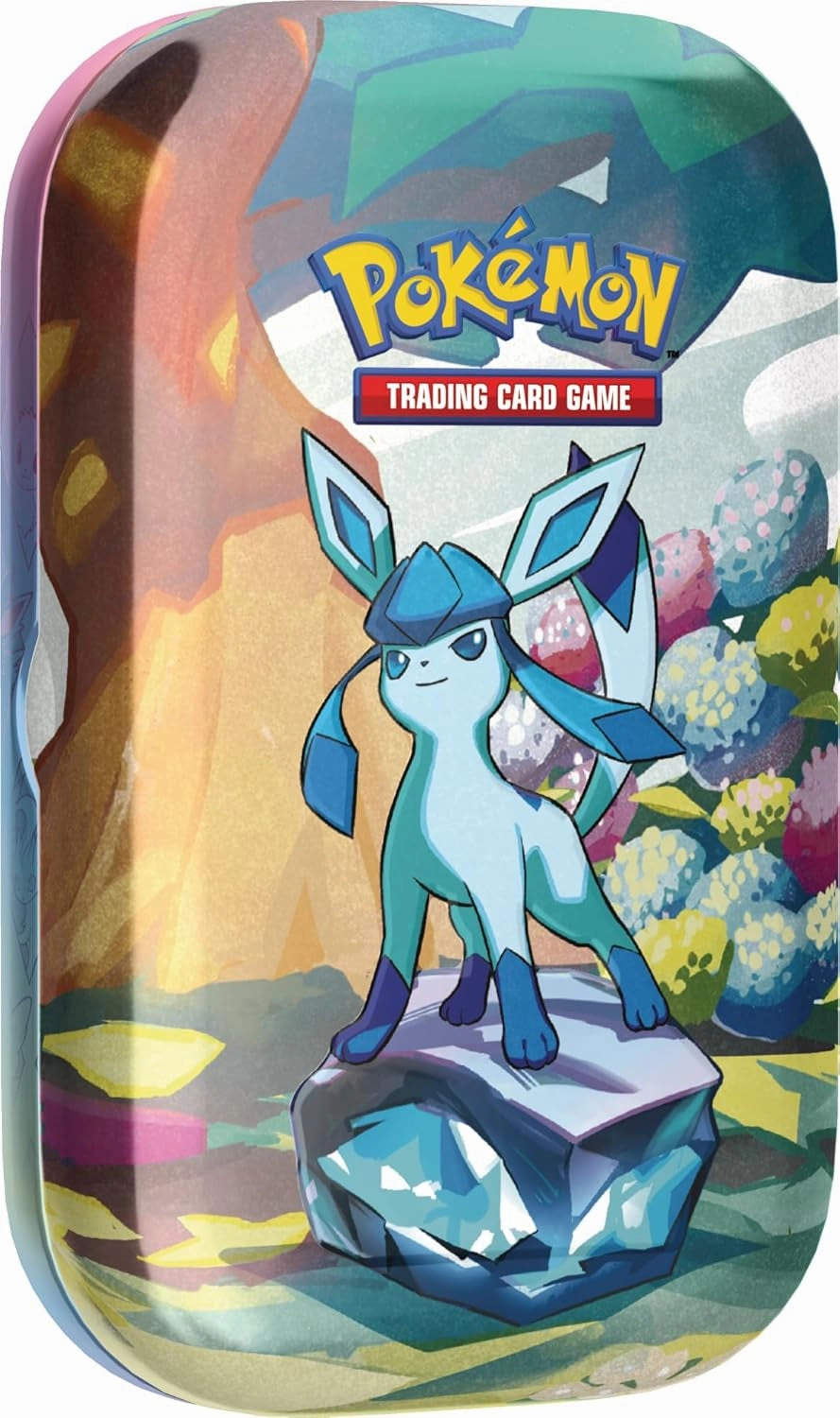 TCG: Scarlet & Violet—Prismatic Evolutions Mini Tin – Glaceon (2 Booster Packs & 1 Coin)