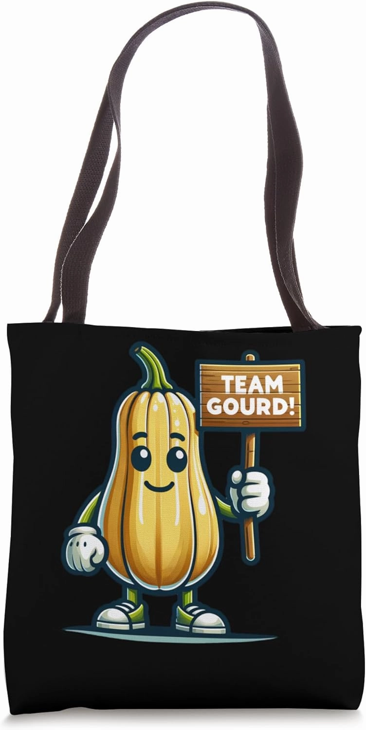 Team Gourd, Birdhouse Gourd Mascot, Funny Vegetable Tote Bag