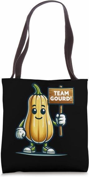 Team Gourd, Birdhouse Gourd Mascot, Funny Vegetable Tote Bag