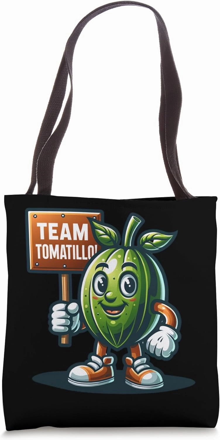 Team Tomatillo, Mexican Husk Tomato Mascot, Funny Vegetable Tote Bag