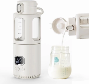 Temperature Control Milk Warmer,Portable Heating Cup with LCD Display 37°C-55°C Water Warmer for Instant breastmilk, Formula with 12 Ounces Big Capacity