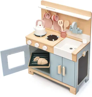 Tender Leaf Toys - Mini Chef Home Kitchen - Wooden Kitchenette Fully Equipped with Accessories for Pretend Cooking - Develops Social, Creative & Imaginative Skills - Learning Role Play - Age 3 