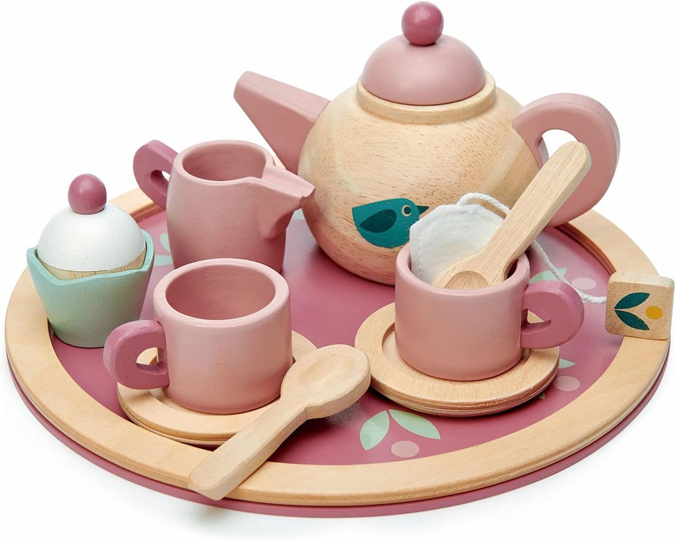 Tender Leaf Toys - Birdie Tea Set - Realistic Teapot, Cups and Treats for Pretend Afternoon Tea Party - Social, Creative, and Imaginative Development - Learning Role Play - Age 3 