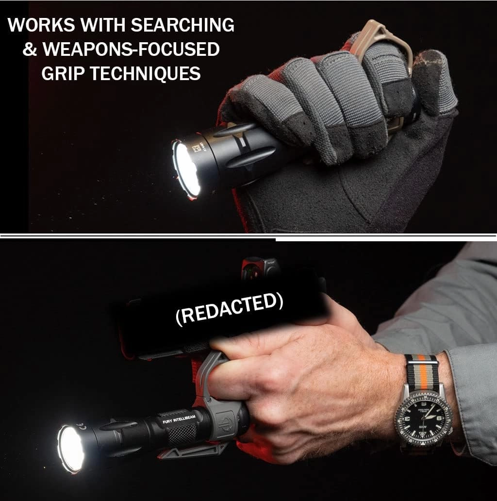 Thyrm Switchback DF Flashlight Ring for SureFire Dual Fuel(Fury DFT, Intellibeam DF), Pelican 7600, Convoy S21A Flashlights (Tan), Made in USA