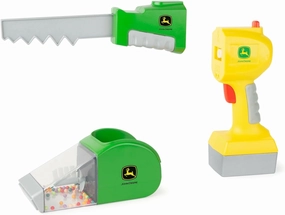 TOMY John Deere Kids Power Tools - 2-in-1 Power Tool Toy with Toy Saw and Vacuum - Kids Tool Set with Unique Motion - John Deere Toys - Ages 3 Years and Up