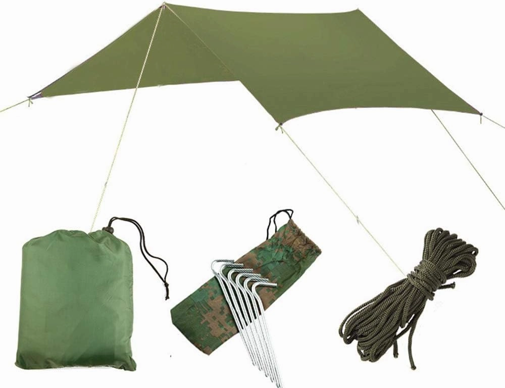 TOPIND Rain Fly Tarp Portable Lightweight Waterproof 10x9.5ft Multi-Function Camping Shelter Rain Tarp Fly Tent Tarp Shelter Sunshade,Mutil-Functional Tent Shelter for Outdoor Travel Picnic Hiking