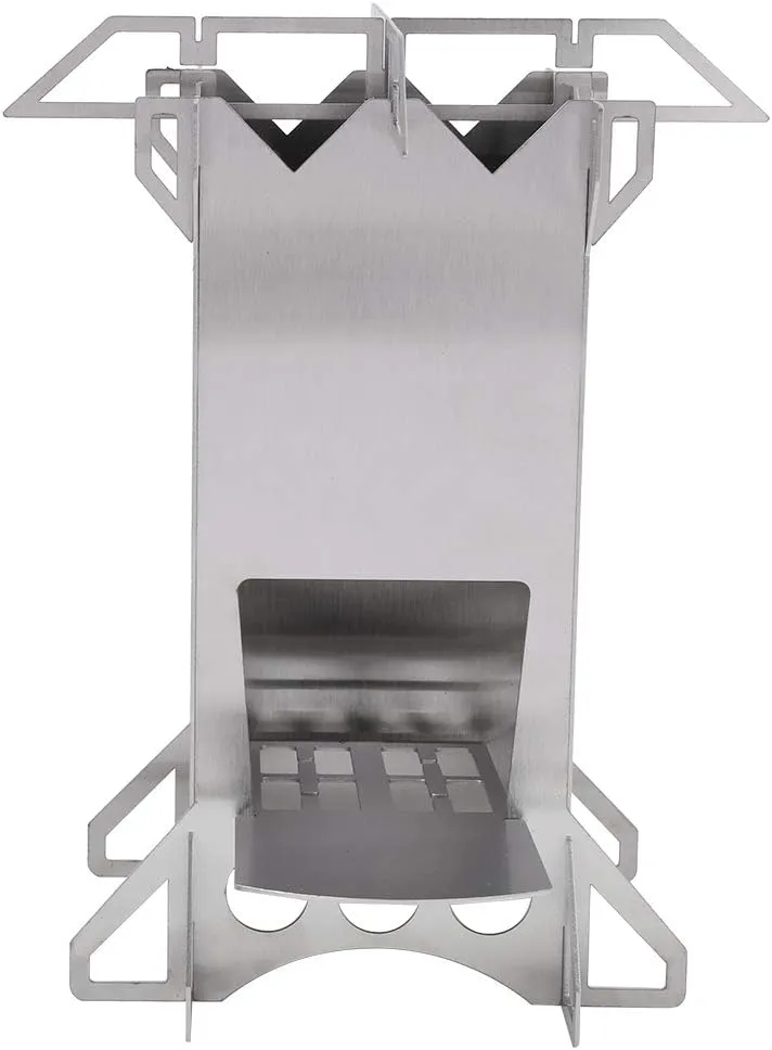 Topyond Outdoor Camping Portable Stainless Steel Folding Wood Burning Stove for Hiking Picnic BBQ Cooking